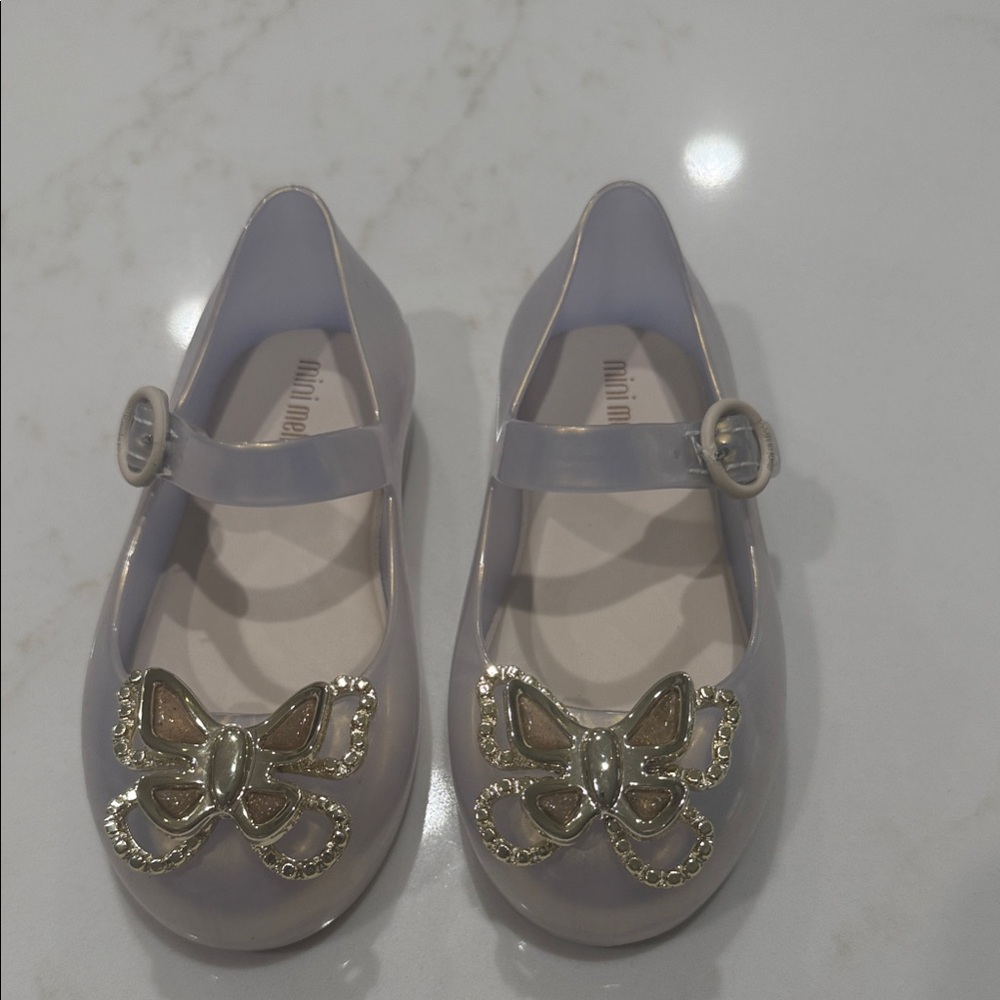 Mini Melissa Lavender Dress Shoes with Gold Bow